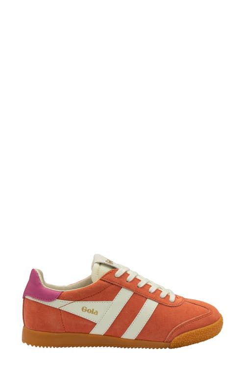 Gola Woman Sneakers Coral Size 7 Leather In Hot Coral/off White/fuchsia