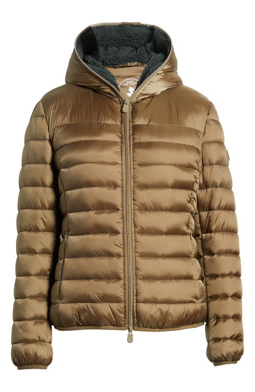 Shop Save The Duck Elvira Quilted Water Repellent Hooded Puffer Jacket In Husk Green