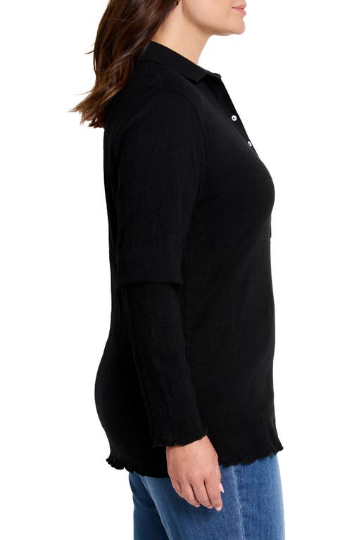 Shop Nic + Zoe Nic+zoe Collar Lace Knit Top In Black Onyx