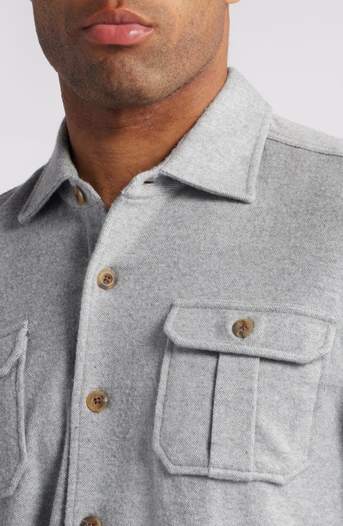 Johnnie-o Brayden Knit Flannel Button-up Shirt In Light Gray