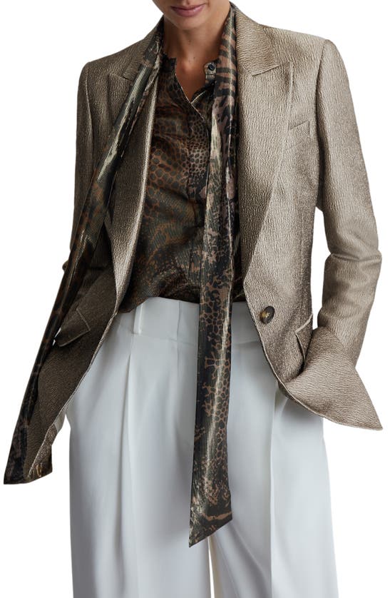 Reiss Gold Metallic Single Breasted Blazer In Gold