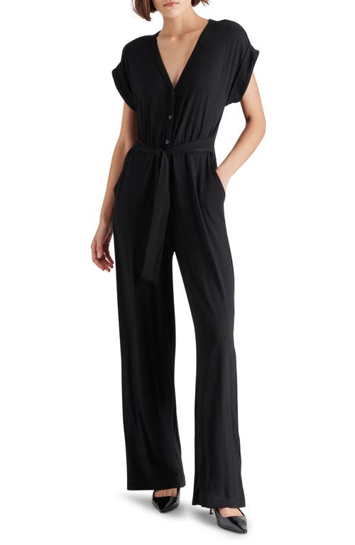 Shop Steve Madden Romina Belted Wide Leg Jumpsuit In Black