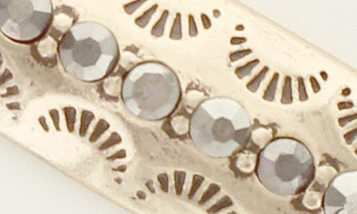 Shop Olivia Welles Crystal Crescent Cutout Bracelet In Burnished Gold/grey