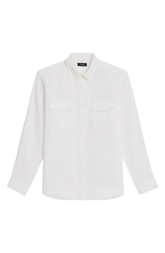 THEORY THEORY MILITARY LS.RELAXED LINEN BUTTON-UP SHIRT