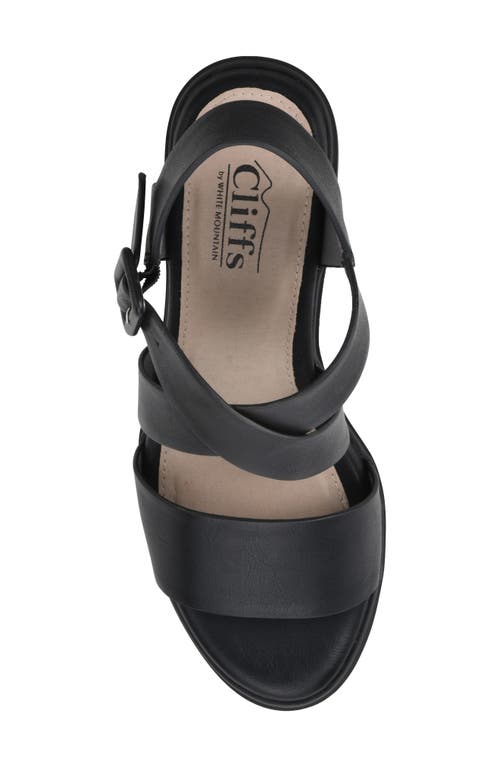 Cliffs By White Mountain Cordovan Heeled Sandal In Black/burnished/smooth