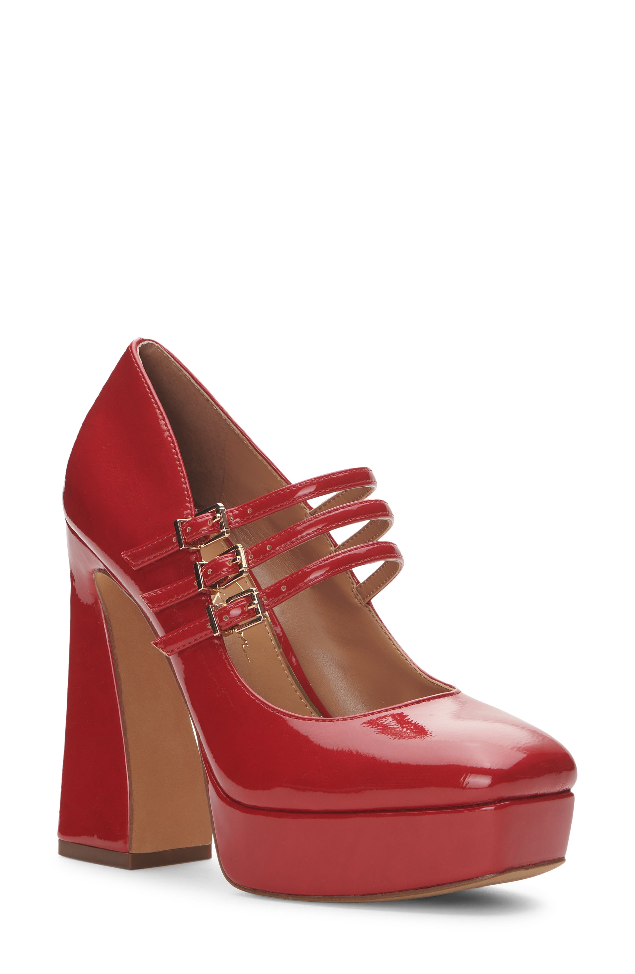 red platform mary janes