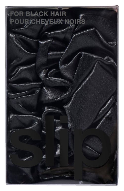 Slip 3-pack Large & Small Silk Scrunchie Set In Black