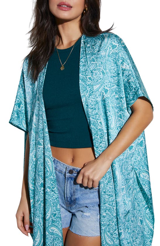 Shop Vici Collection Juli Paisley Cover-up Duster In Teal