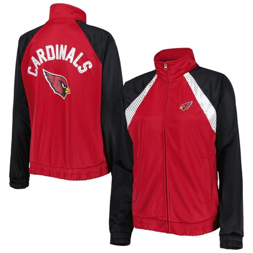 Women's G-III 4Her by Carl Banks Cardinal/Black Arizona Cardinals Confetti Raglan Full-Zip Track Jacket