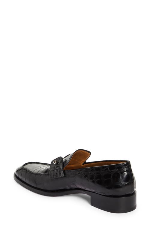 Shop Christian Louboutin Chambelimoc Ali Croc Embossed Loafer In Black