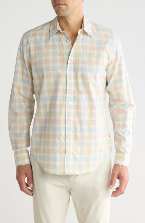 Midas Yarn Dye Plaid Trim Fit Button-Up Shirt