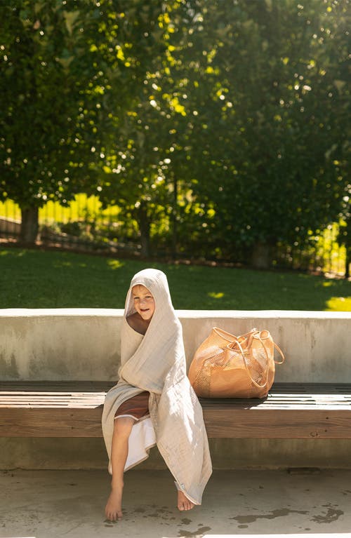 Little Unicorn Cotton Muslin & Terry Hooded Towel In Porpoise