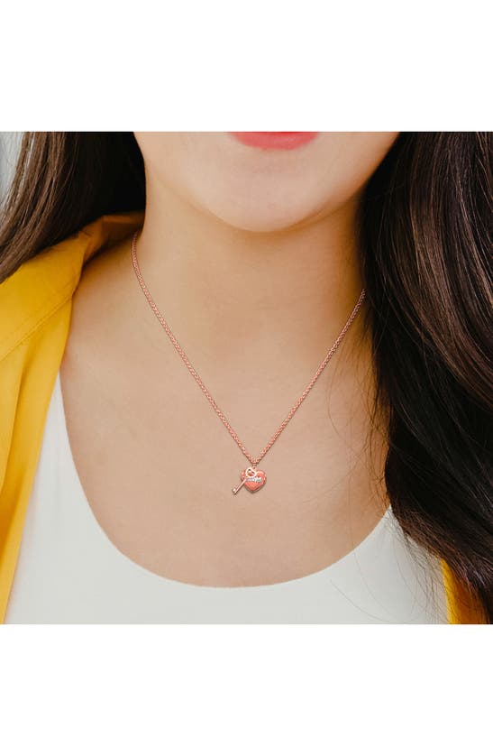 Delmar Heart & Key Charm Pendant Necklace In Rose