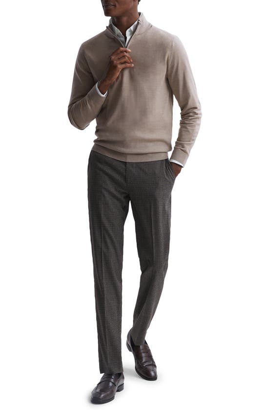 Reiss Blackhall Quarter Zip Wool Sweater In Mink