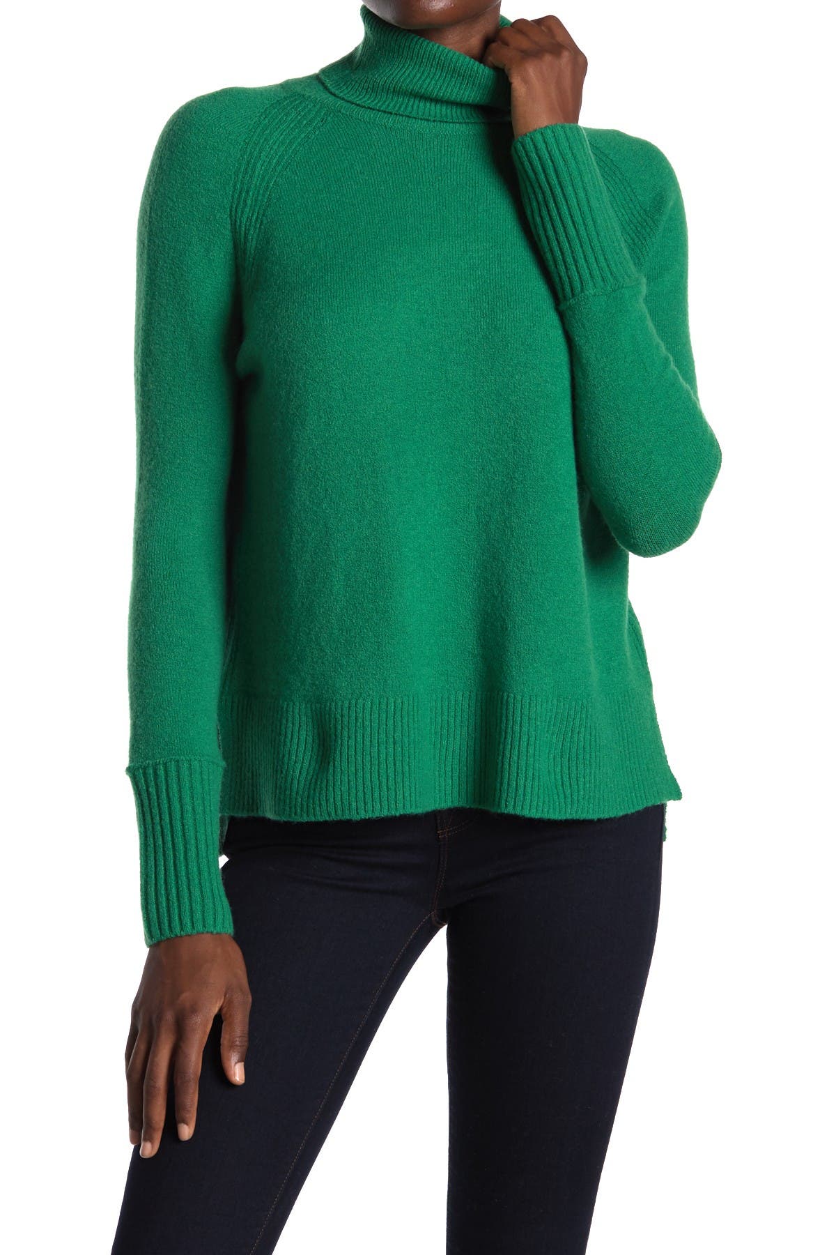j crew turtleneck sweater with side slits in supersoft yarn