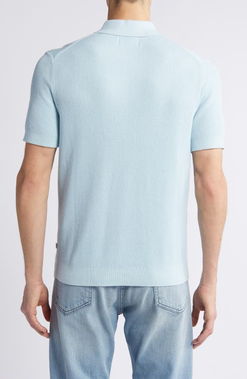 Nn07 Hansie Zip Ribbed Organic Cotton Sweater Polo In Winter Sky