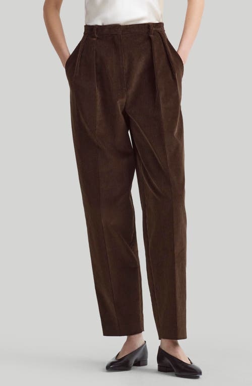 Shop Altuzarra Emmett Pleated Corduroy Tapered Leg Pants In Walnut