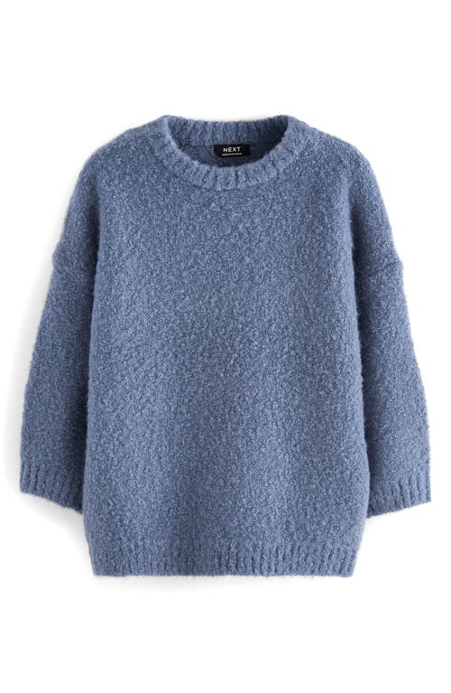 Shop Next Kids' Oversize Bouclé Crewneck Sweater In Blue