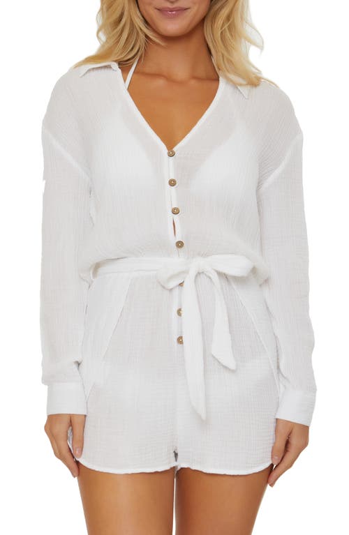 Daydreamer Long Sleeve Cover-Up Romper in Cloud