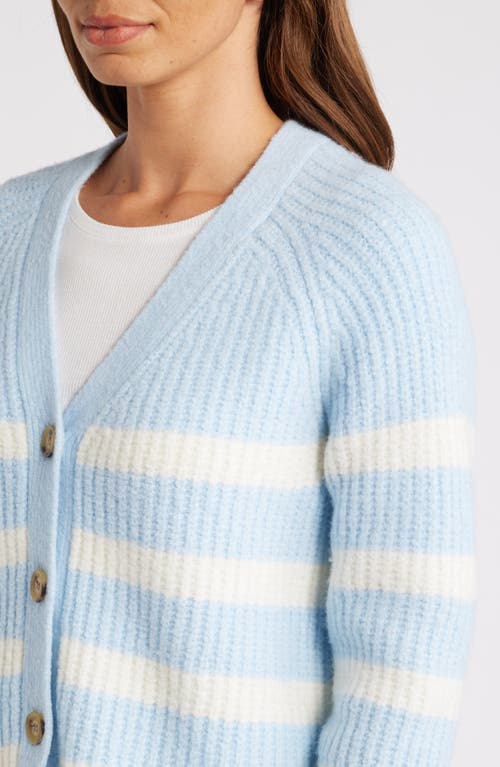 Shop Caslonr Caslon(r) Weekend Chenille Cardigan In Blue- Ivory Cloud Cleo Stripe