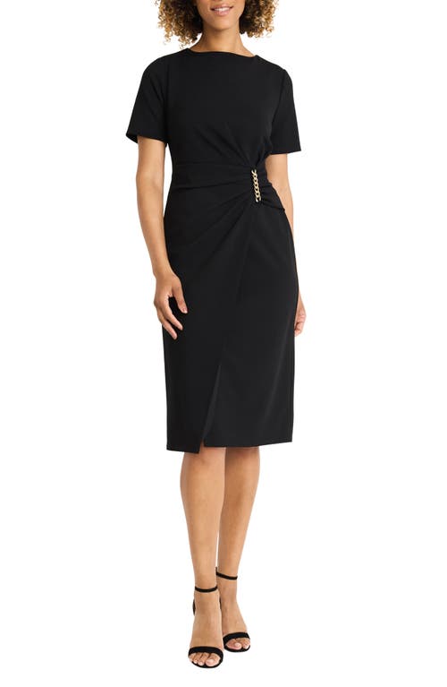 Shop Maggy London Pleated Waist Sheath Dress In Black