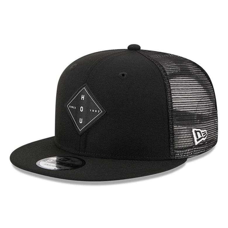 NEW ERA NEW ERA BLACK HOUSTON ASTROS DIAMOND VERT TRUCKER 9FIFTY SNAPBACK HAT