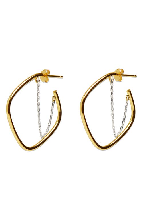 Square Chain Hoop Earrings in Gold/Sil