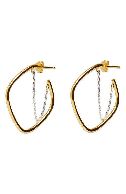 Shop Argento Vivo Sterling Silver Square Chain Hoop Earrings In Gold/sil