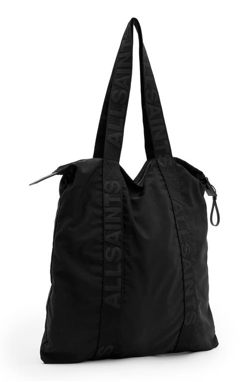 Allsaints Afan Recycled Nylon Tote Bag In Black