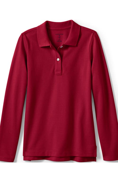 Shop Lands' End School Uniform Girls Long Sleeve Feminine Fit Mesh Polo Shirt In Red