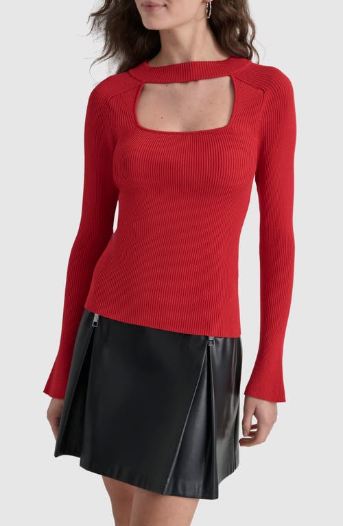 Shop Dkny Cutout Bell Sleeve Sweater In Red Light