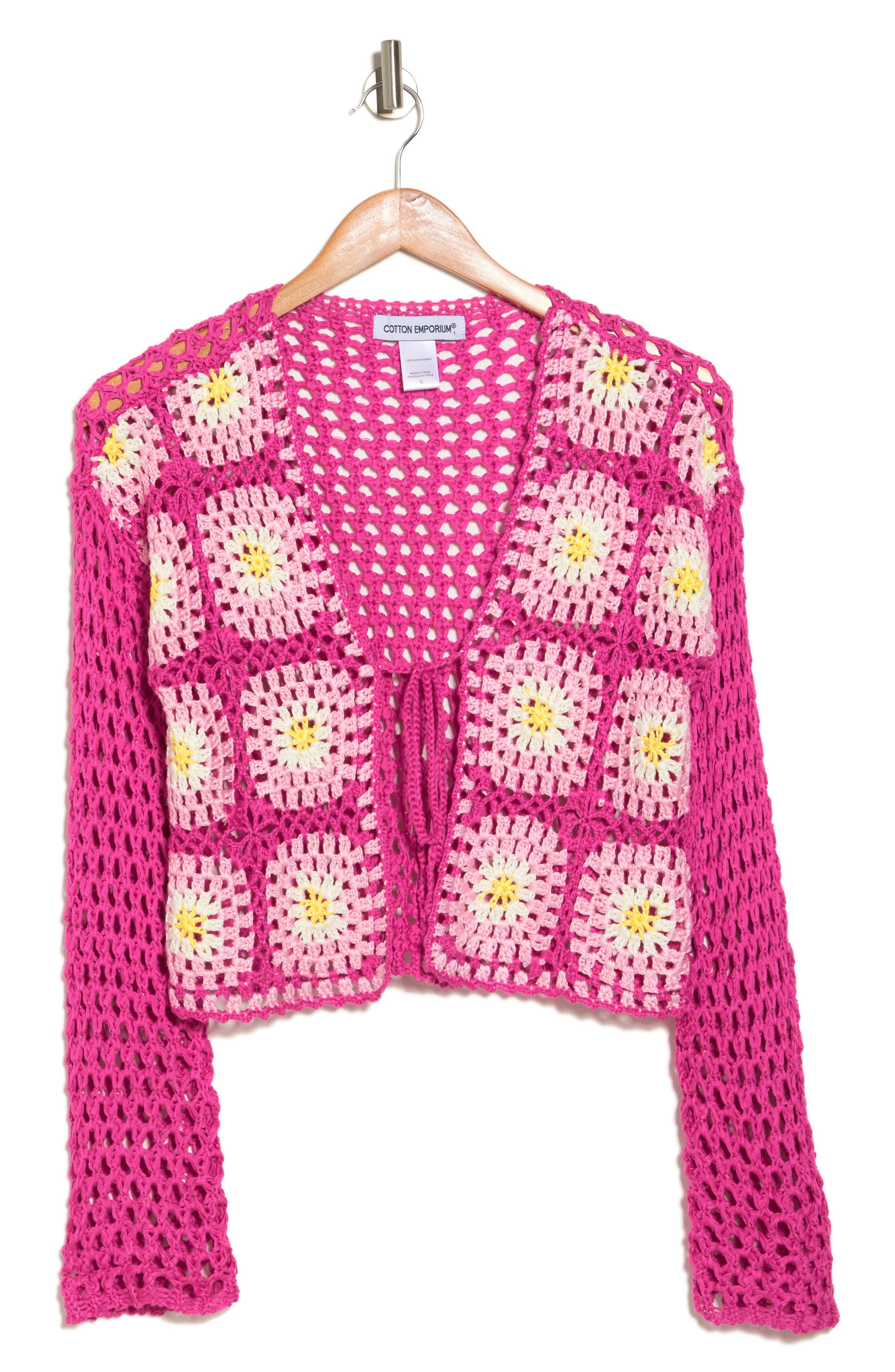 Cotton Emporium Patchwork Tie Front Crochet Cardigan Nordstromrack