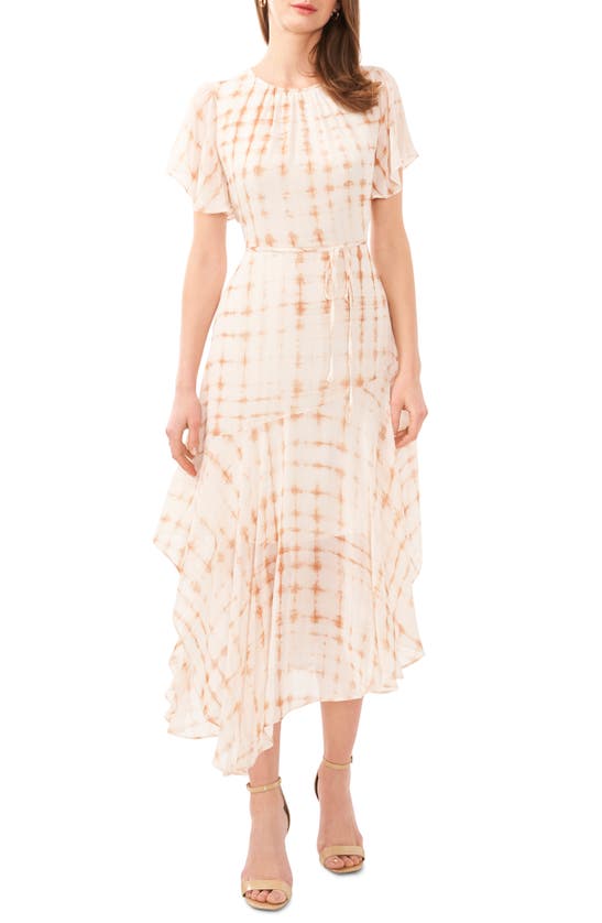 Shop Halogen (r) Print Flutter Sleeve Asymmetric Dress In Clay Spice