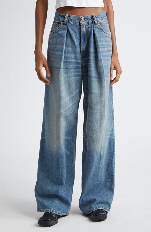 Shop Haikure Candy Pleated Wide Leg Jeans In Blue Tencel