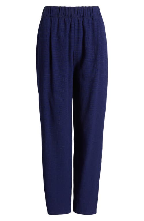 Shop Eileen Fisher Check Tapered Ankle Pants In Blue Violet