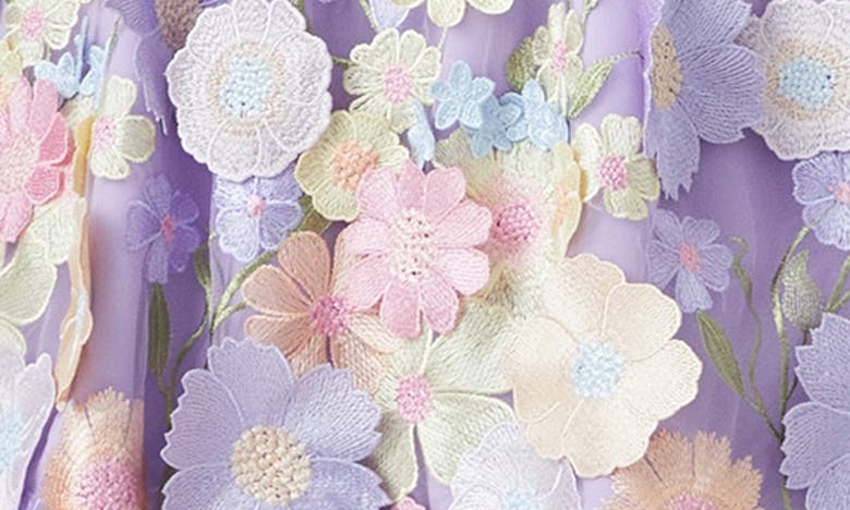 Endless Rose Floral Embroidered Fit & Flare Minidress In Lilac