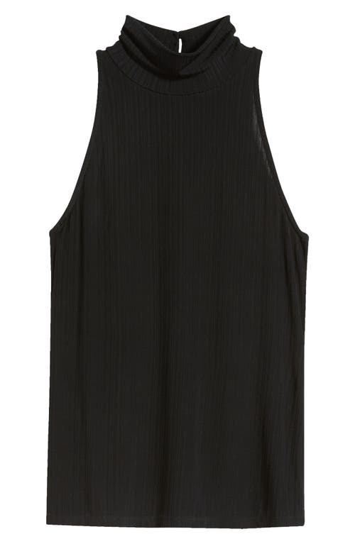 Paige Momo Rib Turtleneck Tank In Black