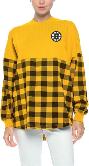 Women's Fanatics Branded Black/Gold Boston Bruins Ombre Spirit Jersey Long  Sleeve Oversized T-Shirt