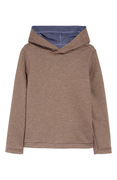 Shop Johnston & Murphy Kids' Solid Reversible Hoodie In Navy/brown