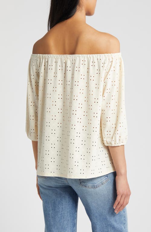 Shop Loveappella Eyelet Off The Shoulder Top In Cream