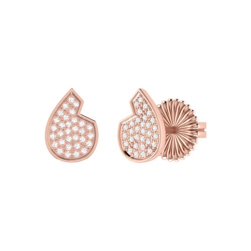 Luvmyjewelry Street Cycle Teardrop Sterling Silver Diamond Stud Earring In 14kt Rose Gold Vermeil