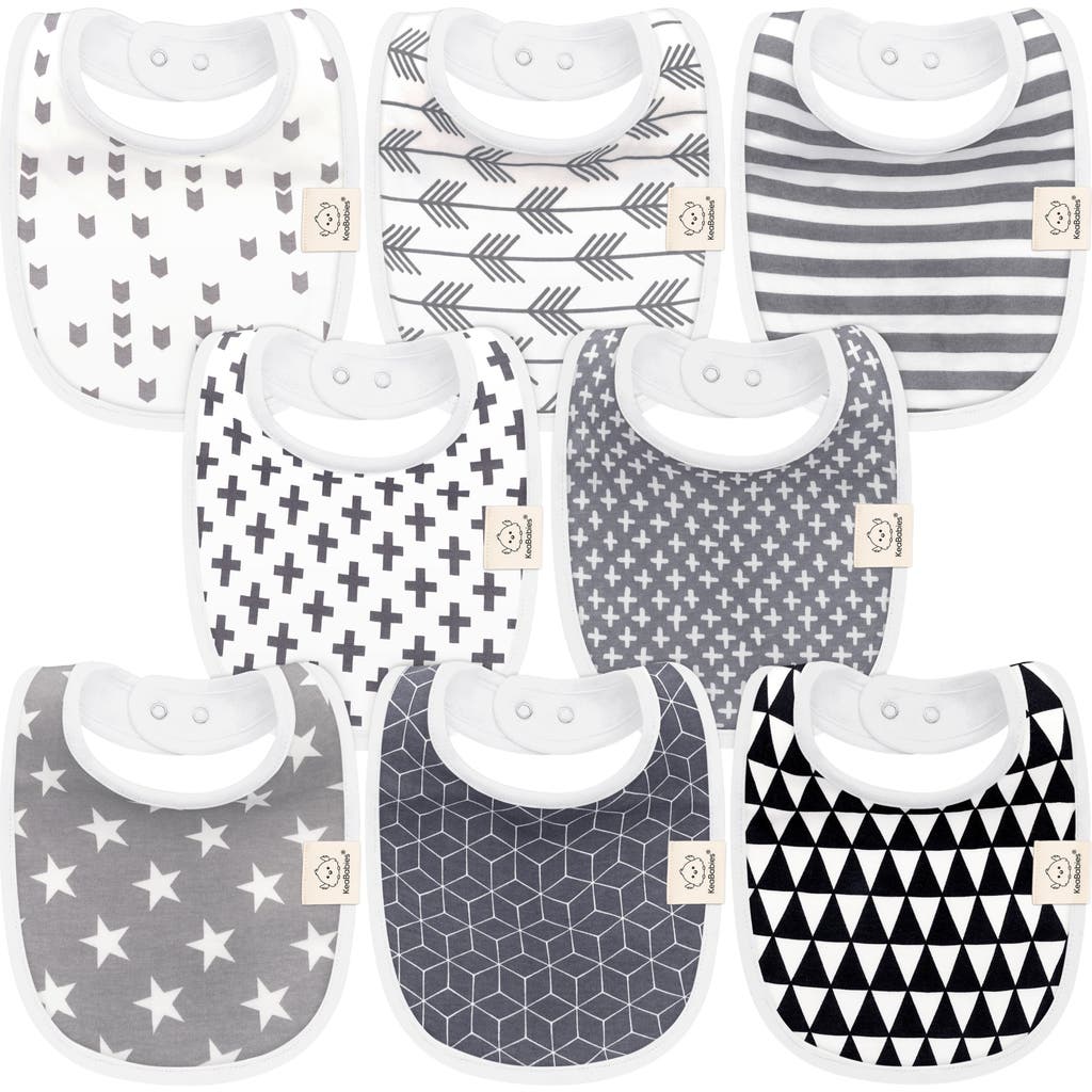 Keababies 8-pack Baby Drool Bibs In Grayscale