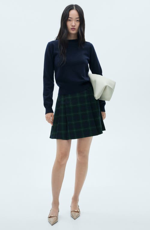 Shop Mango Pleated Miniskirt In Blue