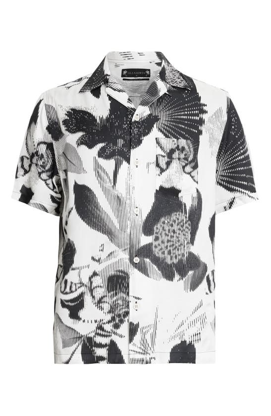 Shop Allsaints Frequency Floral Short Sleeve Button-up Camp Shirt In Off White