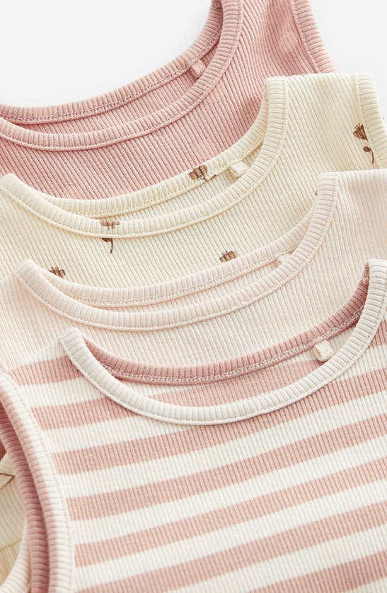 Shop Next Kids' Assorted 4-pack Rib Cotton Tops In Pink White
