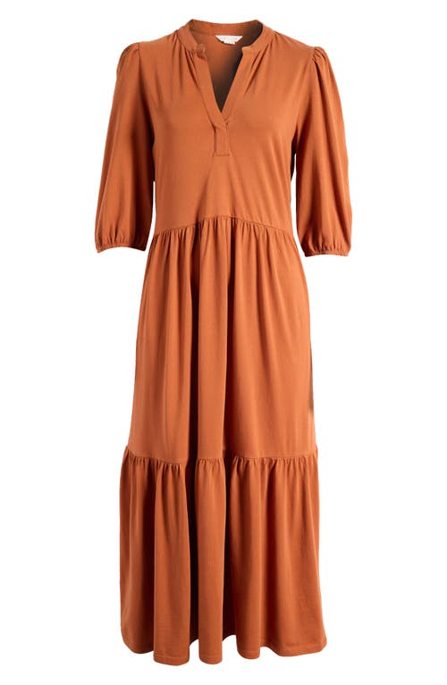 Caslonr Caslon(r) Tiered Organic Cotton Maxi Dress In Rust Gingersnap