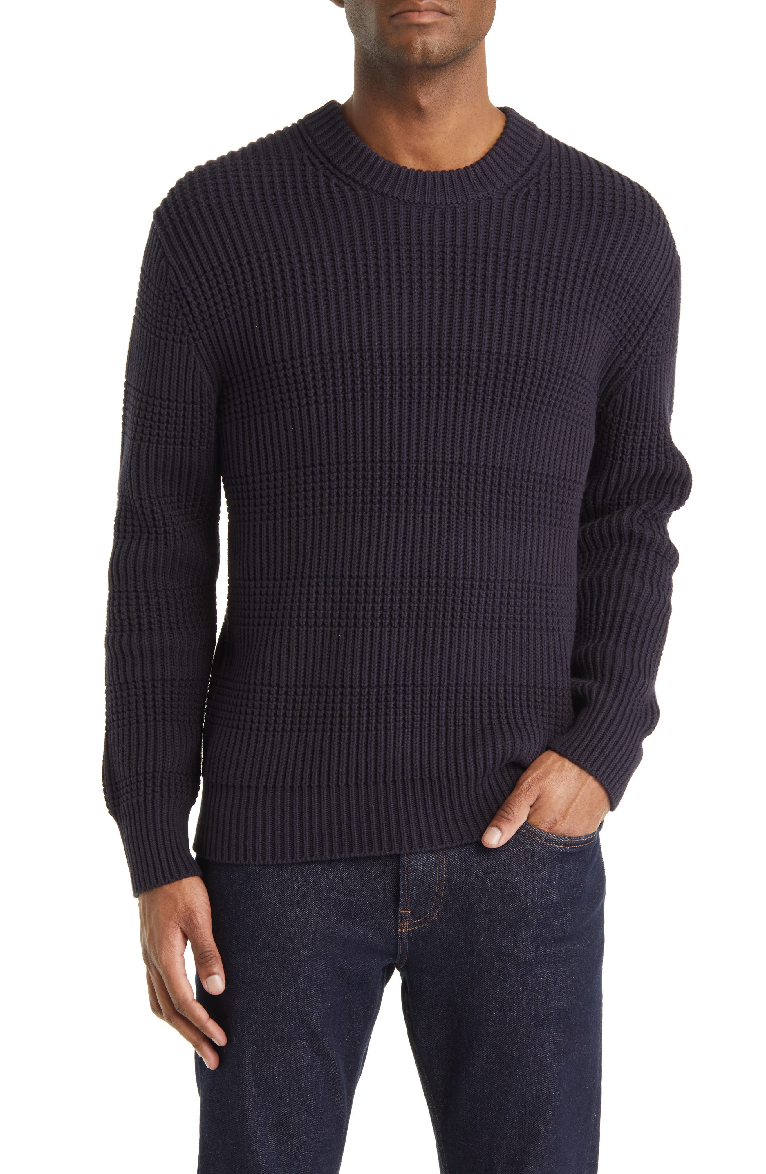 French Connection Mens Long Sleeve Stretch Cotton Sweater 