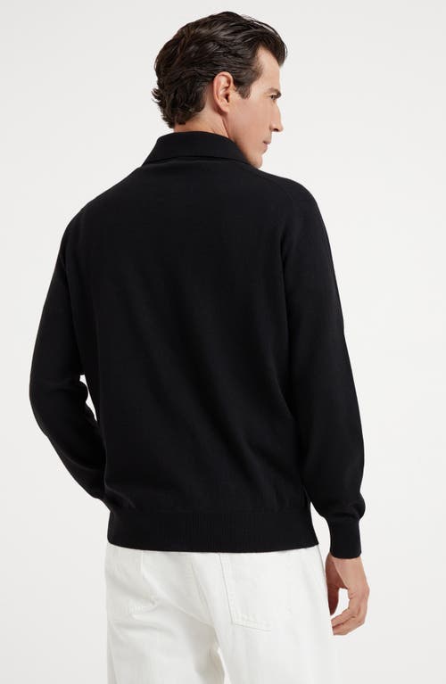 Shop Brunello Cucinelli Cashmere Knit Polo In Black