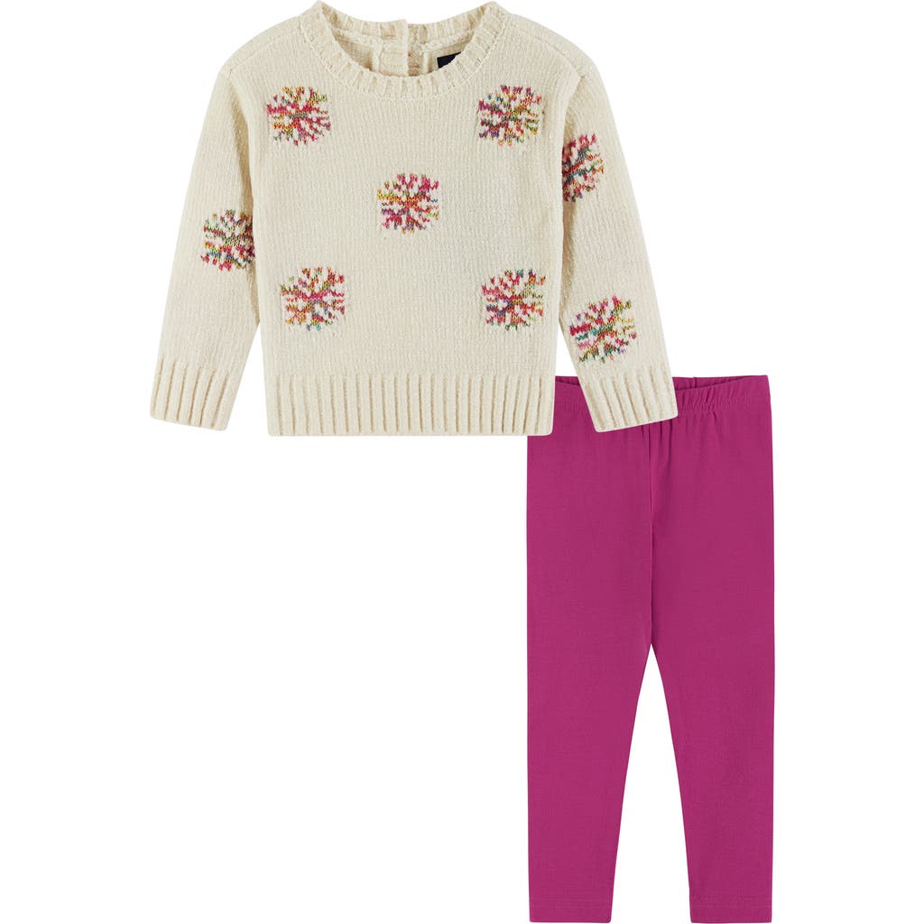 Andy & Evan Baby Girl's 2-piece Sweater & Leggings Set In White Snowflake