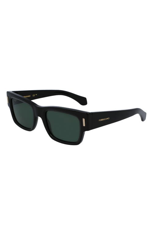 Shop Ferragamo Rivets 53mm Rectangular Sunglasses In Black